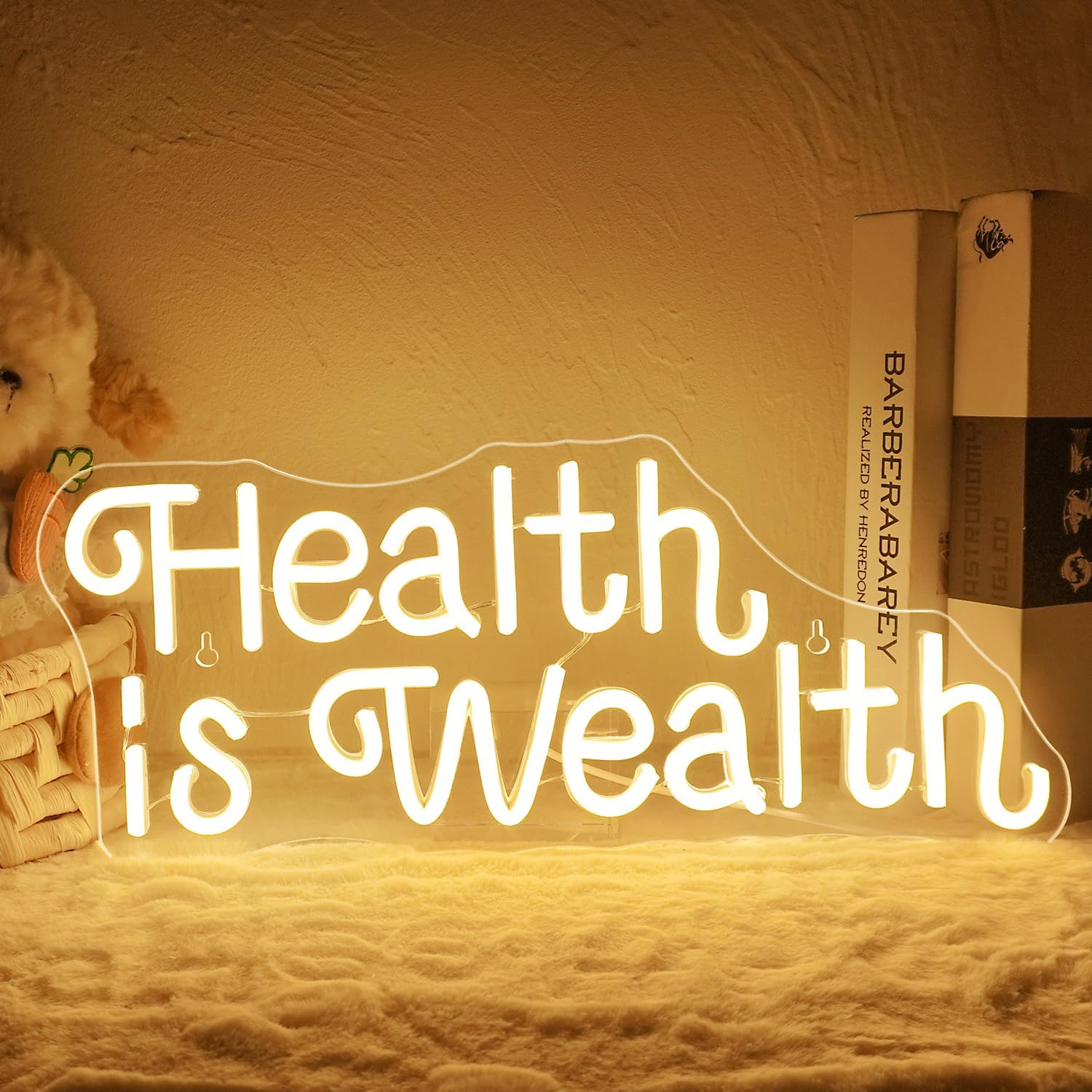 Letreiro Neon 'Saúde é Riqueza - Health Wellness Office avaliação e preço
