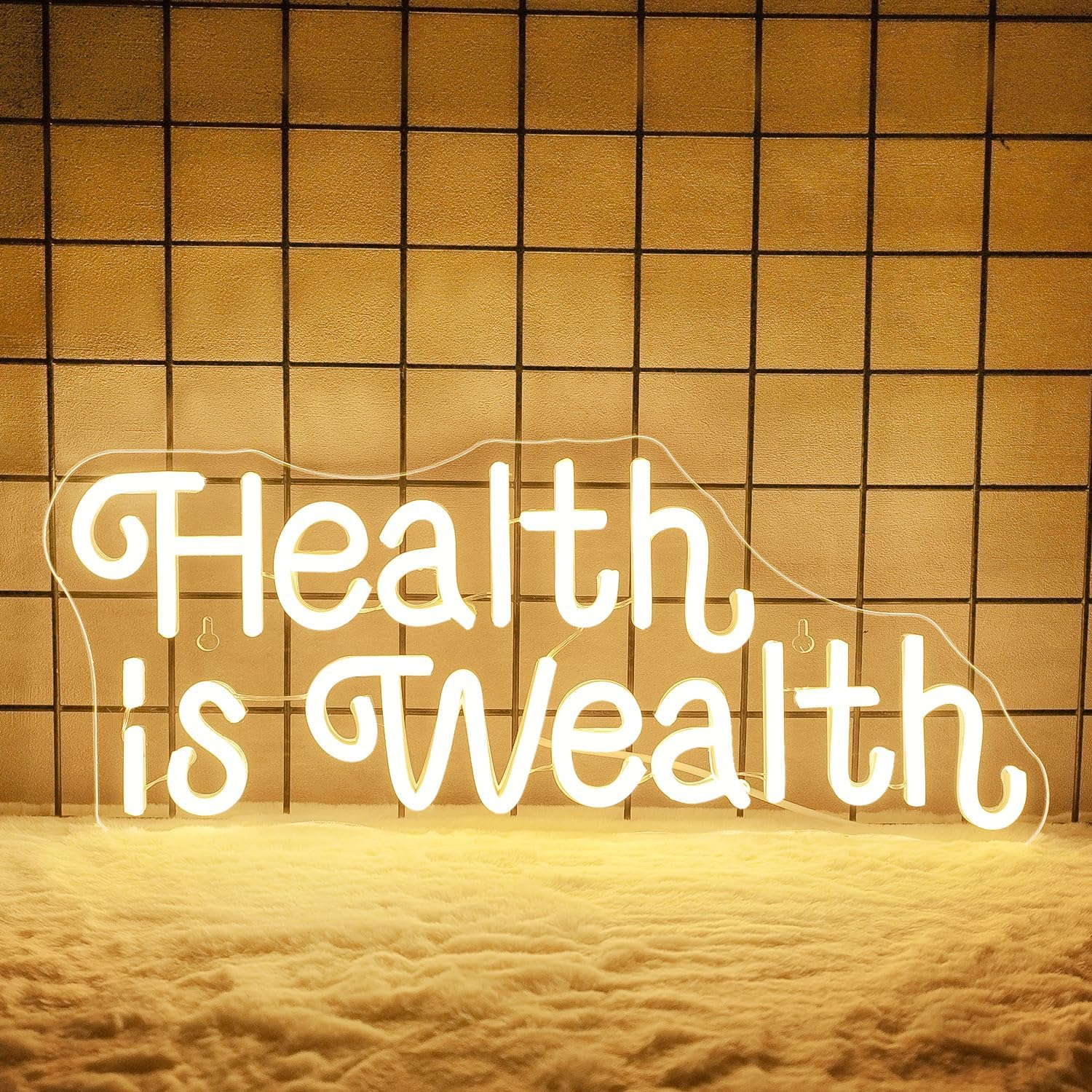 Letreiro Neon 'Saúde é Riqueza - Health Wellness Office avaliação e preço
